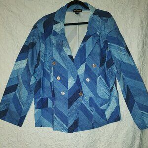 WOMEN'S SIZE 3X "LIKE AN ANGEL" MIXED FAUX DENIM DESIGNED PANT SUIT